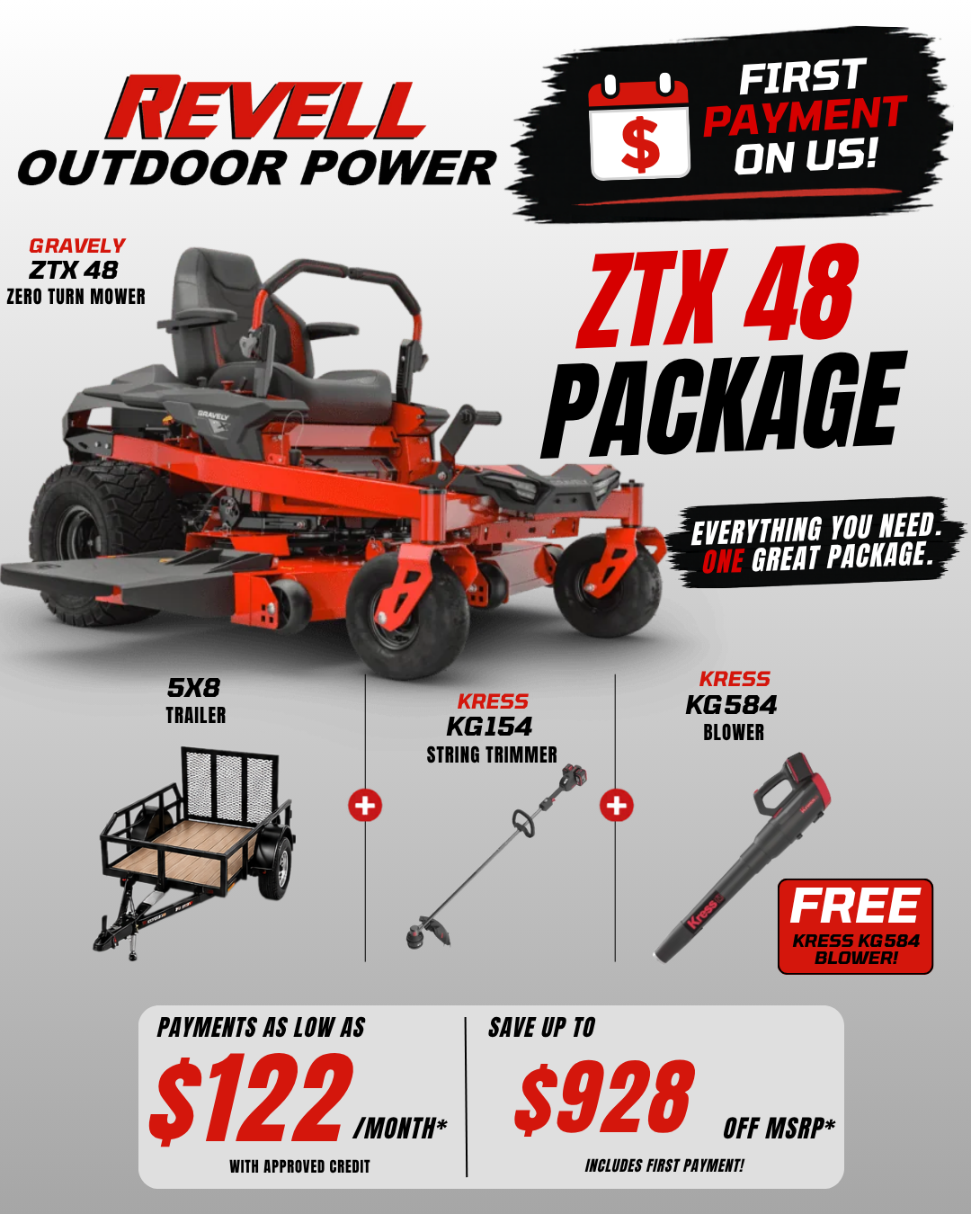 Gravely ZTX 48 Zero Turn Mower Bundle